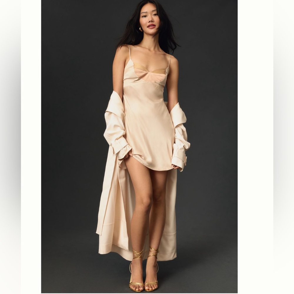 MULTIPLE SIZES! ANTHROPOLOGIE Colorblock Satin Slip Dress